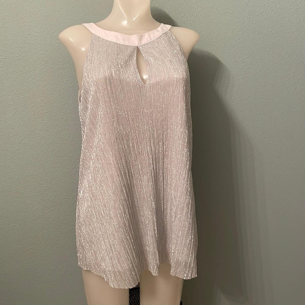 White House Black Market Silver Shimmer Party Top